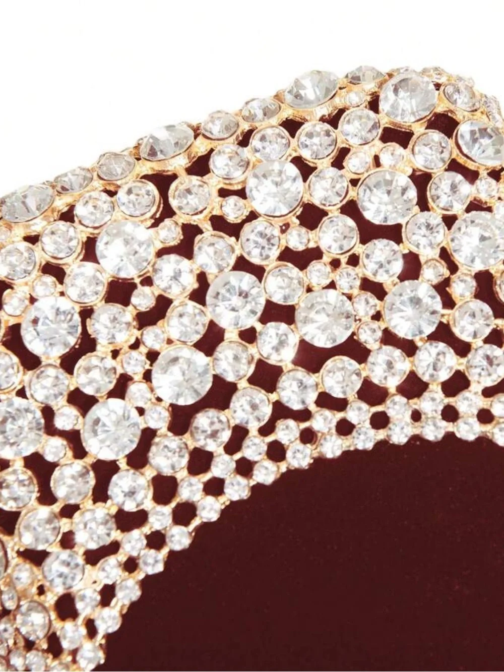 Elegant Burgundy Crystal Evening Clutch with Gold Chain
